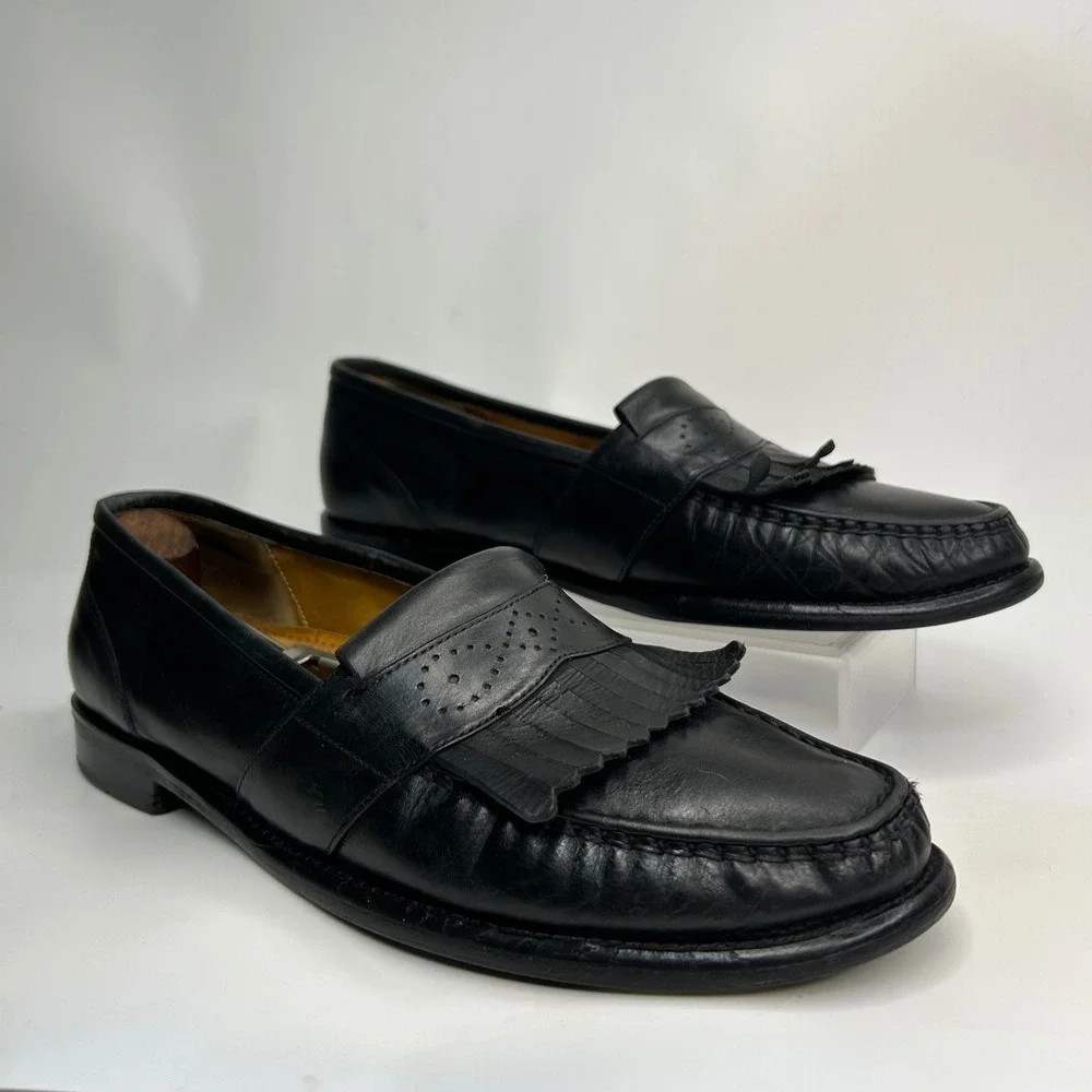Cole Haan City Mens Black Leather Kiltie Loafers Dress Shoes 8262 Size 9.5 M